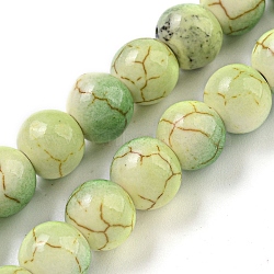 Baking Paint Synthetic Turquoise Beads Strands, with Enamel, Round, Light Green, 8mm, Hole: 1mm, about 49~50pcs/strand, 13.66~13.98''(34.7~35.5cm)(G-H060-03A)