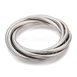 Iron Round Snake Chains Bangle, Stretch Torque Bangle for Men Women, Platinum, 1/2 inch(1.4cm), Inner Diameter: 2-1/4 inch(5.7cm)(BJEW-T022-01P)