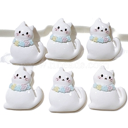 10Pcs Resin Cabochons, Cat, White, 30x24mm, 10pcs/set(PW-WGC7AA8-01)