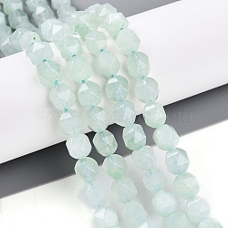 Dyed Natural White Jade Beads Strands, Faceted, Star Cut Round Beads, Azure, 7~8x6~7.5x6~7.5mm, Hole: 1mm, about 48~49pcs/strand, 14.17~15.35''(36~39cm)(G-T139-8mm-46J)