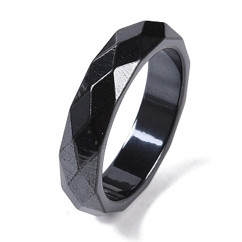 Magnetic Synthetic Hematite Finger Ring for Men Women, 6mm, Inner Diameter: 21.6mm