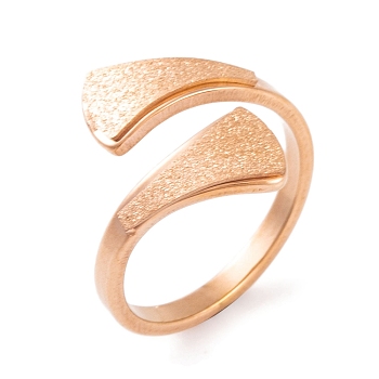 304 Stainless Steel Triangle Open Cuff Ring foe Women, Rose Gold, US Size 6~9(16.5~18.9mm)