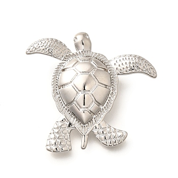 Brass Pendants, Cadmium Free & Lead Free, Sea Turtle Charms, Platinum, 28x31x6mm, Hole: 4x2.5mm