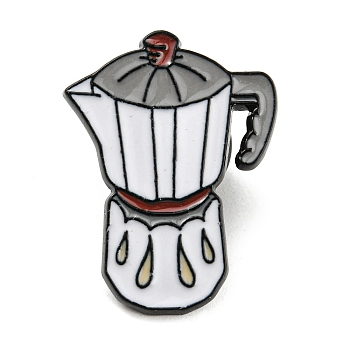 Coffee Theme Enamel Pins, Black Alloy Brooches for Backpack Clothes, Expresso Maker, 25.5x19x1.5mm