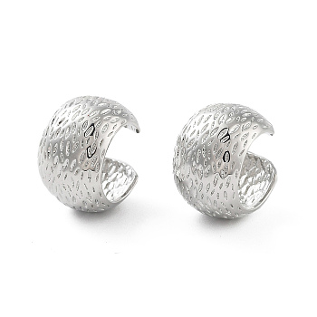 Brass Thick Cuff Earrings, Long-Lasting Plated, Cadmium Free & Lead Free, Platinum, 20.5x14mm