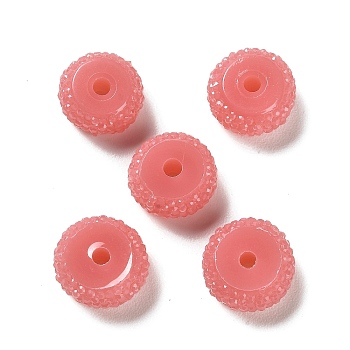 Opaque Resin Beads, Textured Rondelle, Indian Red, 12x7mm, Hole: 2.5mm