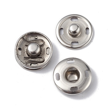 202 Stainless Steel Snap Buttons, Garment Buttons, Sewing Accessories, Stainless Steel Color, 15x5.5mm