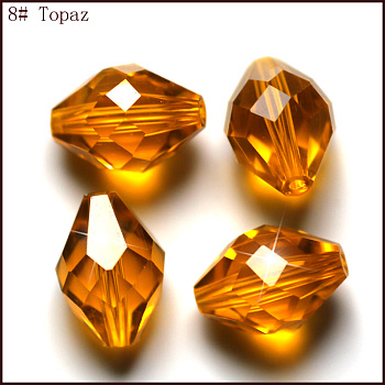Imitation Austrian Crystal Beads, Grade AAA, Faceted, Bicone, Orange, 8x11mm, Hole: 0.9~1mm
