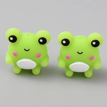 Silicone Beads, Frog, Yellow Green, 26.5x25x17mm, Hole: 2mm