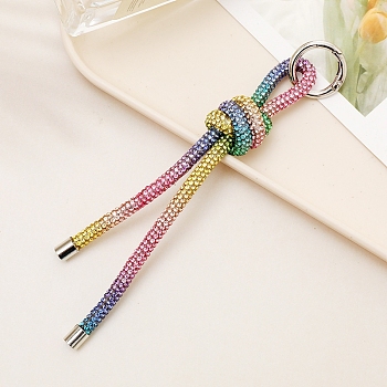 Rhinestone Keychain, Knot Strap Bag Hanging Accessories, Colorful, 170mm