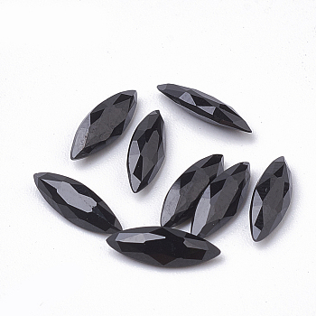 Natural Black Spinel Beads, No Hole/Undrilled, Faceted, Horse Eye, 9x3x2mm