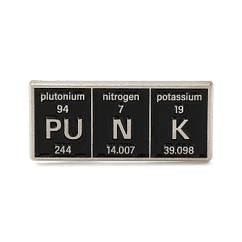 Chemical Element Enamel Pins, Platinum Tone Alloy Brooches for Backpack Clothes, Black, 14x31x1.5mm