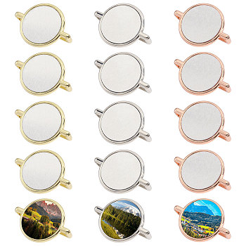 15Pcs 3 Colors Alloy Heat Transfer Watch Band Accessories, with Aluminum Sheet, Flat Round, Tray: 15.5mm, 18x25x6mm, Inner Diameter: 22x3mm, 5pcs/color
