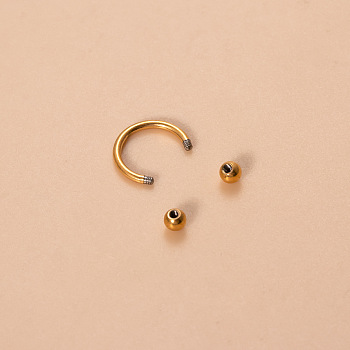 G23 Titanium Circular/Horseshoe Barbell Nose Rings, Golden, 10mm, Pin: 1.2mm