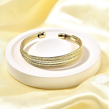 Brass Open Cuff Bangles, Torque Bangles for Women, Rack Plating, Cadmium Free & Lead Free, Long-Lasting Plated, Real 18K Gold Plated, Inner Diameter: 2x2-1/4inch(5x5.75cm)