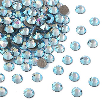 Preciosa&reg Crystal Hotfix Flatback Stones, Czech Crystal, Round(438 11 612 Chaton Rose VIVA 12 &reg), 60000 200 Aquamarine AB, SS12(3~3.2mm)