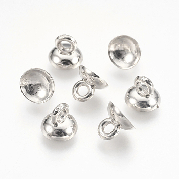 Plastic Bead Cap Pendant Bails, for Globe Bubble Cover Pendants, Platinum, 7x8mm, Hole: 2mm