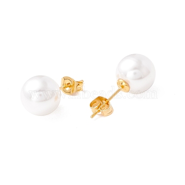 6 Pair Shell Pearl Round Ball Stud Earrings(EJEW-A067-18A-G)-4