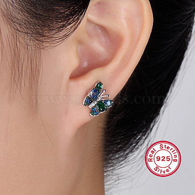 Boucles d'oreilles papillon en argent sterling plaqué rhodium(AF4657)-3