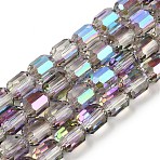 Electroplate Glass Beads Strands, Faceted Barrel, Medium Orchid, 9x7.5mm, Hole: 1.3mm, about 60pcs/strand, 21.46''(54.5cm)(X-GLAA-G112-07G)