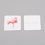 Paper Jewelry Display Cards, for Hanging Earring Display, Square with Flamingo Pattern, Coral, 5x5x0.05cm, 100pcs/bag(CDIS-WH0019-02)