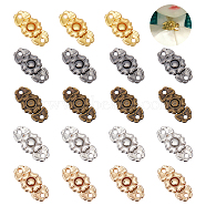 80 Sets 5 Colors Flower Alloy Snap Lock Clasps, Closure Sewing Fasteners for Garment Accessories, Mixed Color, 15x7x2mm, Hole: 1.2mm, 16 sets/color(FIND-NB0004-03)