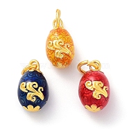 Alloy Enamel Charms, with Jump Ring, Golden, Oval Charm, Mixed Color, 14x9mm, Hole: 4mm(ENAM-A001-01)