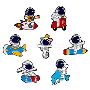 7Pcs 7 Style Spaceman Alloy Enamel Brooches Set, Enamel Pins for Backpack Clothes, Electrophoresis Black, Mixed Color, 23~27.5x17~29.5x1.5~1.7mm, 1pc/style(JEWB-SZ0001-48)