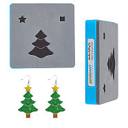 SUPERDANT Wood Cutting Dies, with Steel, for DIY Scrapbooking/Photo Album, Decorative Embossing DIY Paper Card, Christmas Tree Pattern, 10x10x0.9cm(DIY-SD0001-63F)