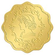 Self Adhesive Gold Foil Embossed Stickers, Medal Decoration Sticker, Women Pattern, 5x5cm(DIY-WH0211-151)