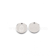 304 Stainless Steel Pendants, Flat Round with Ice-cream Pattern, Stainless Steel Color, 11.5x1mm, Hole: 1.4mm(STAS-CJC0003-44)