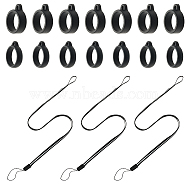 Gorgecraft 16 Strands Rubber Lanyard Straps, with Plastic Findings, with 16Pcs Silicone Pendant, for Electronic Stylus & Lighter Making, Black, 2.2x0.8x0.27cm, Inner Diameter: 1.8cm(DIY-GF0007-93A)