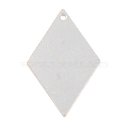 925 Sterling Silver Blank Pendants, Rhombus Charms, Silver, 17.5x11.5x0.5mm, Hole: 0.9mm(STER-F057-02S-01)