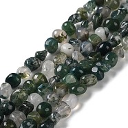 Natural Moss Agate Beads Strands, Nuggets, Tumbled Stone, 4~7x4~6.5x4~6.5mm, Hole: 0.7mm, 15.47''(39.3cm)(G-D081-A02)
