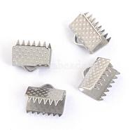 304 Stainless Steel Ribbon Crimp Ends, Stainless Steel Color, 8.5x10.5mm, Hole: 2.5mm(STAS-S047-058)