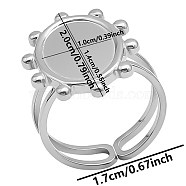 Tarnish Resistant 304 Stainless Steel Cuff Ring Findings, Bezel Cup Ring Settings with Oval Tray, Stainless Steel Color, Tray: 14x10mm, Inner Diameter: 17mm, Wide: 20mm(PW-WG41752-04)