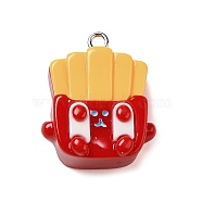 Opaque Resin Imitation Food Pendants, with Platinum Plated Iron Loops, French Fries, 26x21x13.5mm, Hole: 2mm(CRES-M030-06B)
