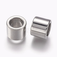 304 Stainless Steel Beads, Large Hole Beads, Column, Stainless Steel Color, 10x8mm, Hole: 6.5mm(STAS-I082-29P)