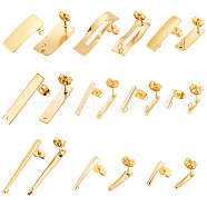 20Pcs 10 Style 304 Stainless Steel Stud Earring Findings, Rectangle, with Iron Ear Nuts, Golden, 10x2x2mm, Hole: 1.5~1.8mm, 2pcs/style(STAS-AR0001-32)