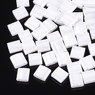 2-Hole Opaque Glass Seed Beads, Lustered, Rectangle, White, 5x4.5~5.5x2~2.5mm, Hole: 0.5~0.8mm(SEED-S023-07A)