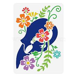 Plastic Drawing Painting Stencils Templates, for Painting on Scrapbook Fabric Tiles Floor Furniture Wood, Rectangle, Flower Pattern, 29.7x21cm(DIY-WH0396-471)