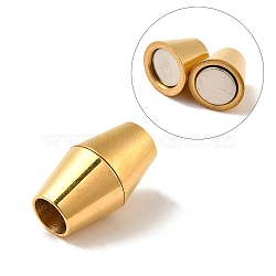 304 Stainless Steel Magnetic Clasps with Glue-in Ends, Ion Plating (IP), Bicone, Golden, 16x9.5mm, Hole: 5mm(STAS-K006-05B-5mm)
