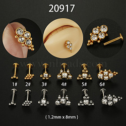 316L Surgical Stainless Steel Clear Cubic Zirconia Threadless Labrets, Paw Print, Golden, 10mm, Pin: 1.2mm(WG1AA8E-34)