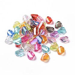 Transparent Acrylic Beads, Twist Oval, Mixed Color, 15x13x6mm, Hole: 2.5mm(OACR-P011-10L)