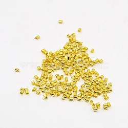 Brass Crimp Beads, Tube, Golden, 2x2x0.1~0.13mm, Hole: 1.5mm(KK-R077-2mm-G)
