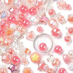 Acrylic Beads, Mixed Shapes, Light Coral, 7~36.5x7~36.5x5.5~36.5mm, Hole: 1.8~4.5mm, about 299Pcs/500G(MACR-M040-01B)