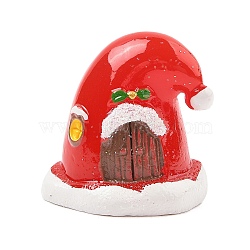 Christmas Resin Sculpture Display Decorations, for Home Office Desk, Christmas Hat, 32x33x31.5mm(DJEW-K029-02C)