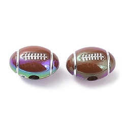 UV Plating Opeque Acrylic Beads, Iridescent, Rugby, Coconut Brown, 18.5x12.5x12mm, Hole: 3.5mm(X-MACR-K351-23A)