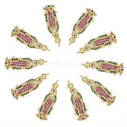 10Pcs Brass Micro Pave Cubic Zirconia Pendants, Real 18K Gold Plated, Long-Lasting Plated, Virgin Mary, Colorful, 27.5x10x2.5mm, Jump Ring: 5x1mm, 3mm Inner Diameter(KK-SZ0001-84)