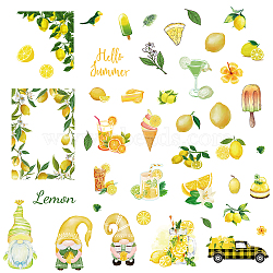 8 Sheets 8 Styles PVC Waterproof Wall Stickers, Self-Adhesive Decals, for Window or Stairway Home Decoration, Rectangle, Lemon, 200x145mm, about 1 sheets/style(DIY-WH0345-081)